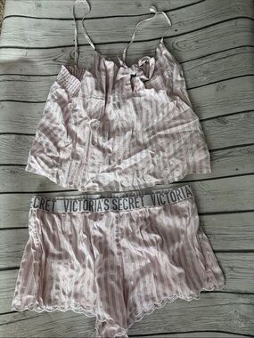Victoria's Secret Pink and White Striped Cami & Short Sleep Set